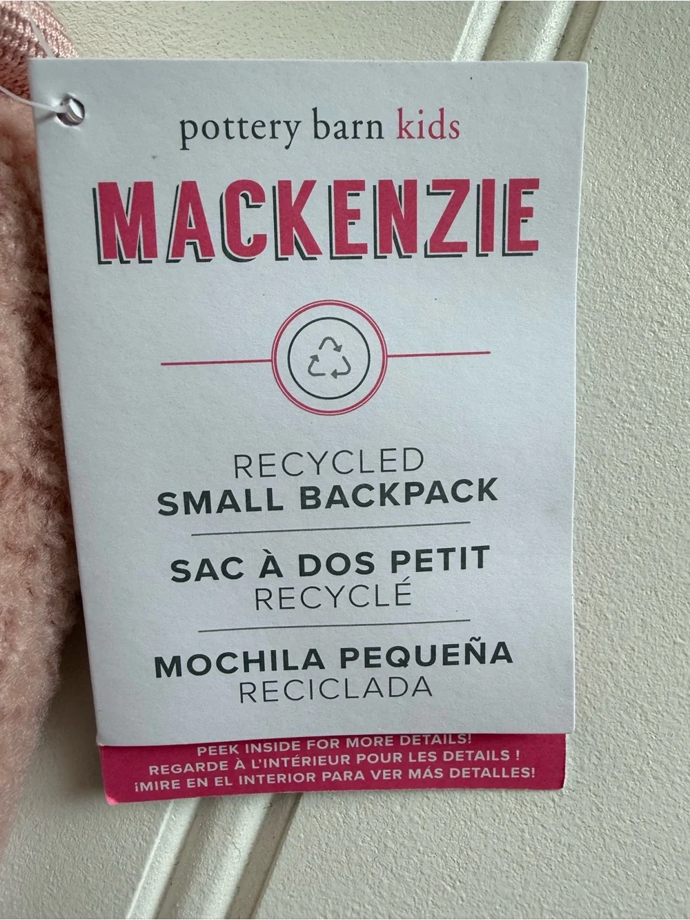 Pottery Barn Kids Mackenzie Soft Sherpa Backpack Blush Pink Small Girls NEW